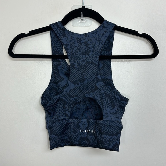 Allfenix Snake Python Print Anthropologie Longline Sports Bra Navy XS - Picture 4 of 7
